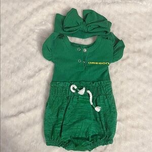 Oregon Ducks Baby Romper with Headband 0-3 Months